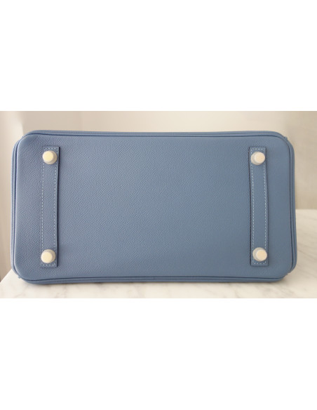 Sac Hermes Birkin 30 bleu agate