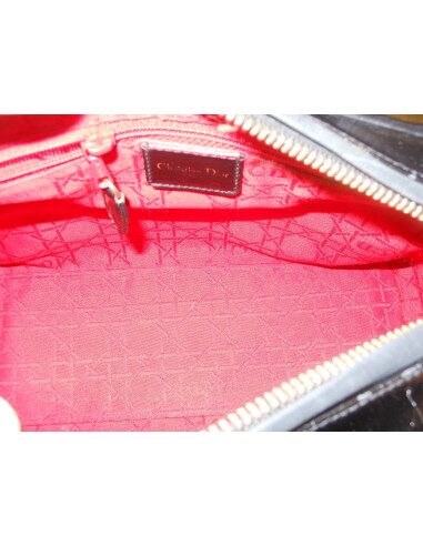 SAC LADY DIOR NOIR VERNI MEDIUM 