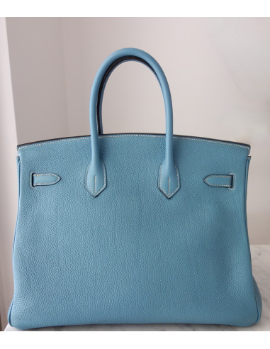 Sac Hermes Birkin 35 Togo bleu jean