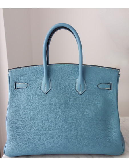 Sac Hermes Birkin 35 Togo bleu jean