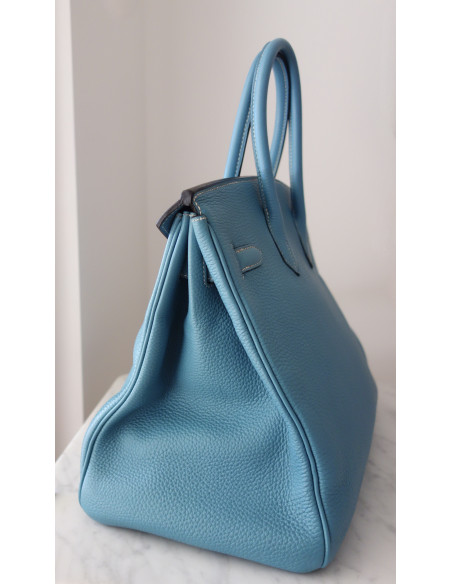 Sac Hermes Birkin 35 Togo bleu jean
