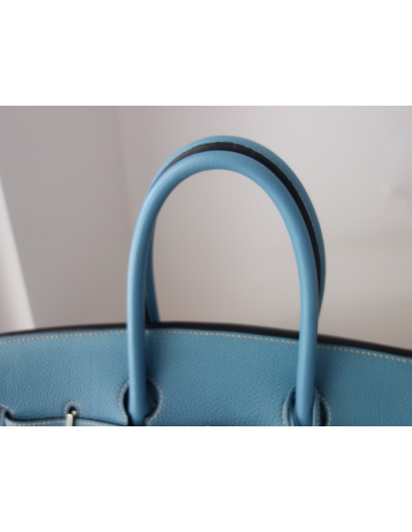 Sac Hermes Birkin 35 Togo bleu jean