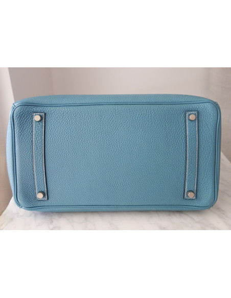 Sac Hermes Birkin 35 Togo bleu jean