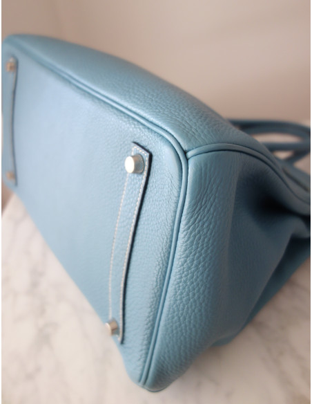 Sac Hermes Birkin 35 Togo bleu jean