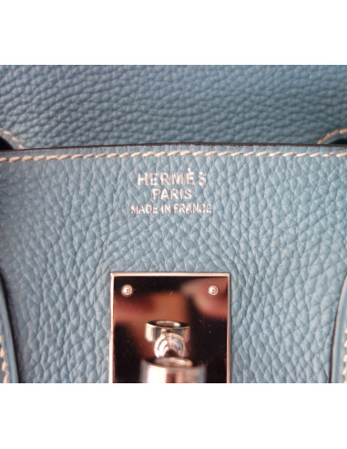 Sac Hermes Birkin 35 Togo bleu jean