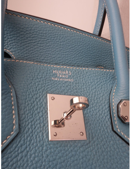 Sac Hermes Birkin 35 Togo bleu jean
