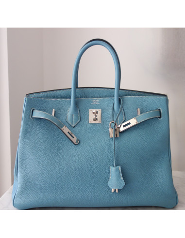 Sac Hermes Birkin 35 Togo bleu jean