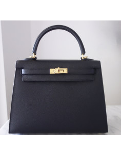 Sac Hermes Kelly 25 sellier noir
