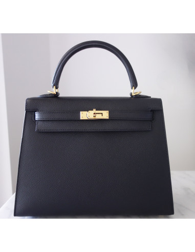 Sac Hermes Kelly 25 sellier noir