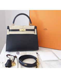 Sac Hermes Kelly 25 sellier noir 2