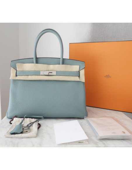 Sac Hermes Birkin 30 bleu ciel