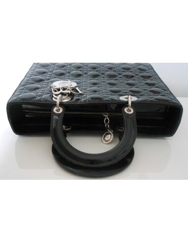 SAC LADY DIOR NOIR VERNI GRAND MODELE 