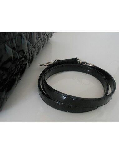 SAC LADY DIOR NOIR VERNI GRAND MODELE 