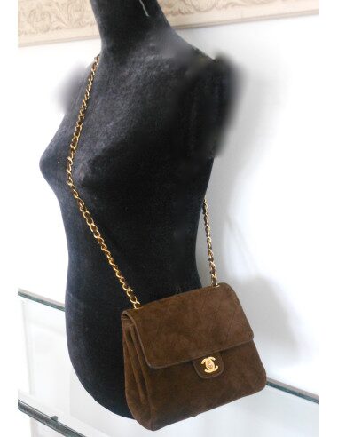 SAC CHANEL MINI TIMELESS MARRON VINTAGE 