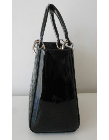 SAC LADY DIOR VERNI NOIR MEDIUM