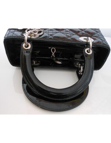 SAC LADY DIOR VERNI NOIR MEDIUM