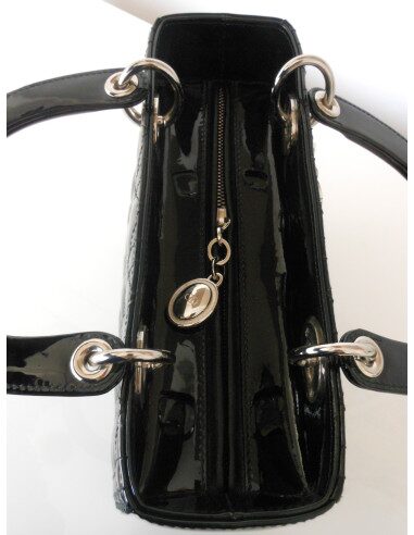 SAC LADY DIOR VERNI NOIR MEDIUM
