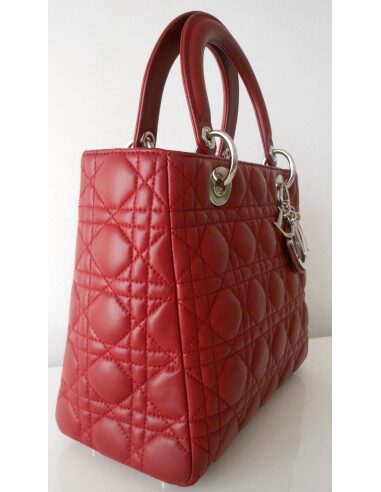 SAC LADY DIOR ROUGE GRENAT