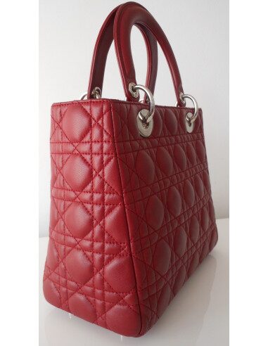 SAC LADY DIOR ROUGE GRENAT