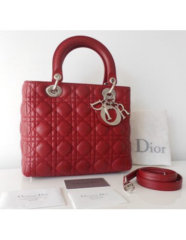 SAC LADY DIOR ROUGE GRENAT