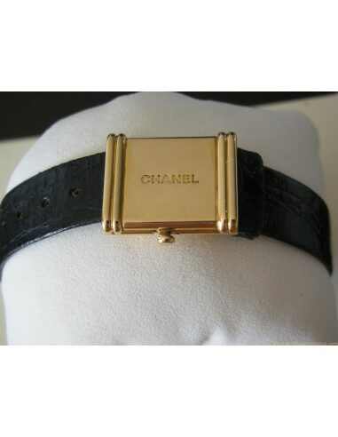 MONTRE CHANEL PREMIERE EN OR JAUNE BRACELET CROCO