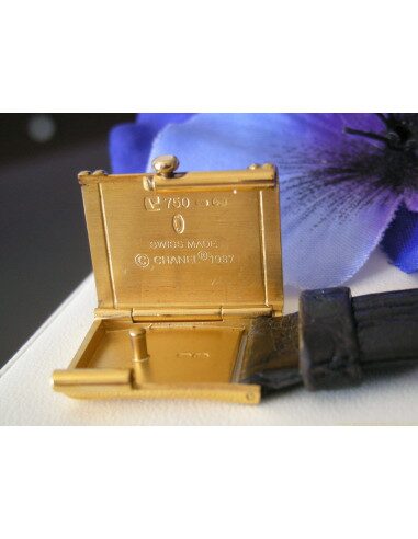 MONTRE CHANEL PREMIERE EN OR JAUNE BRACELET CROCO