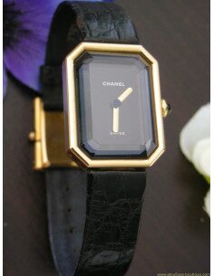MONTRE CHANEL PREMIERE EN OR JAUNE BRACELET CROCO