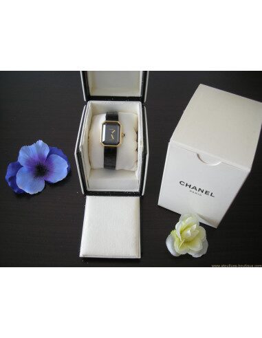 MONTRE CHANEL PREMIERE EN OR JAUNE BRACELET CROCO