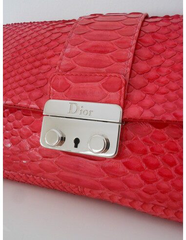 POCHETTE DIOR NEW LOCK PYTHON ROUGE