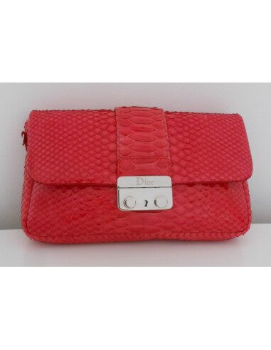 POCHETTE DIOR NEW LOCK PYTHON ROUGE