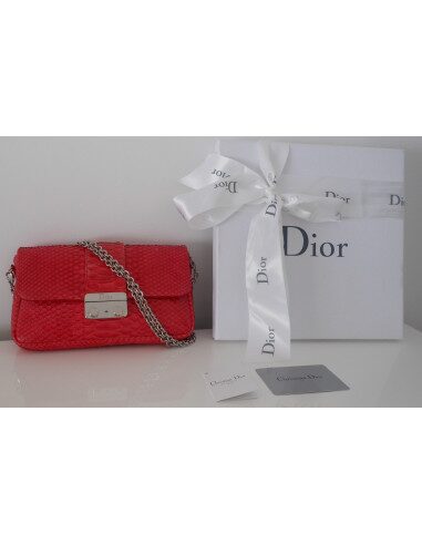 POCHETTE DIOR NEW LOCK PYTHON ROUGE