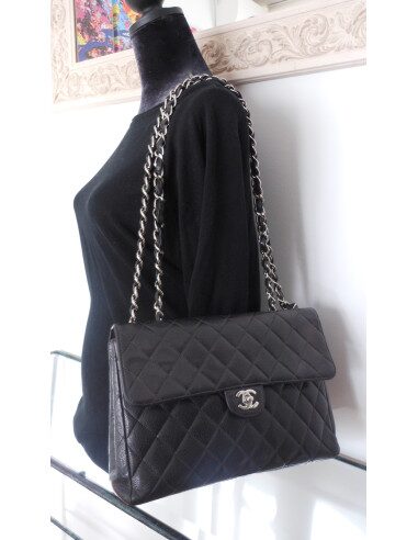 SAC CHANEL TIMELESS GRAND MODELE NOIR CAVIAR