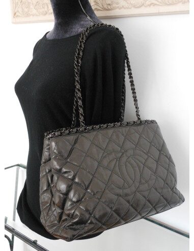 SAC CHANEL SHOPPING GRIS 