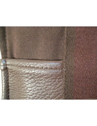 SAC HERMES CUIR ET TOILE MEDIUM BRUN