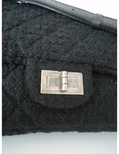 SAC CHANEL 2.55 TWEED NOIR GM