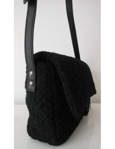 SAC CHANEL 2.55 TWEED NOIR GM