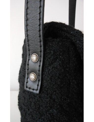 SAC CHANEL 2.55 TWEED NOIR GM