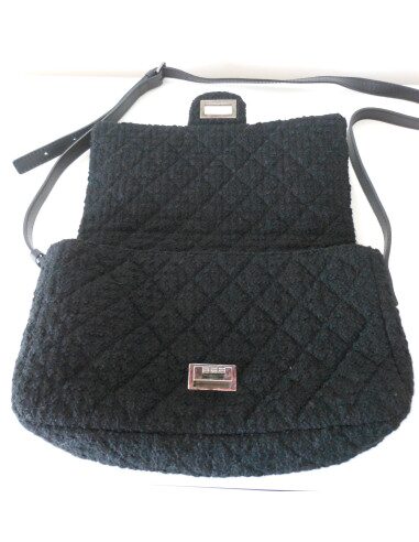 SAC CHANEL 2.55 TWEED NOIR GM