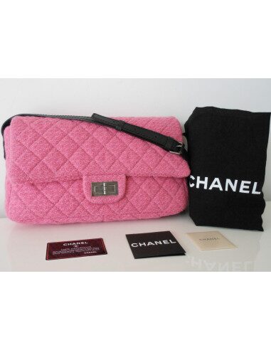 SAC CHANEL 2.55 TWEED ROSE GM 