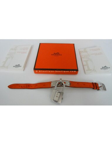 MONTRE HERMES KELLY ACIER BRACELET AUTRUCHE