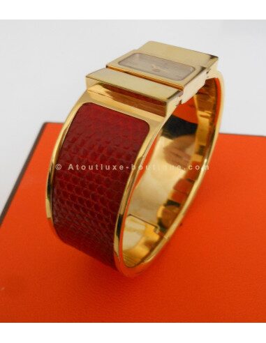 MONTRE HERMES LOQUET CUIR ROUGE
