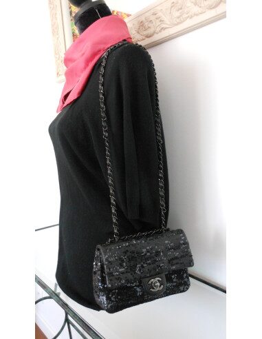 SAC CHANEL TIMELESS SEQUINS NOIR