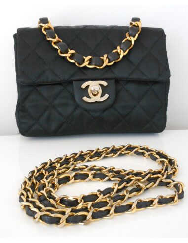 SAC CHANEL SATIN NOIR PM