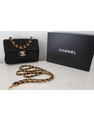 SAC CHANEL SATIN NOIR PM