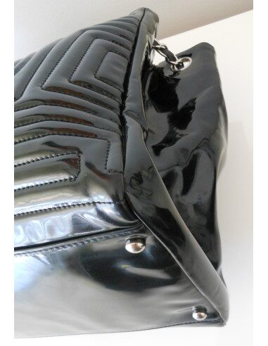 SAC CABAS CHANEL CUIR VERNI NOIR 