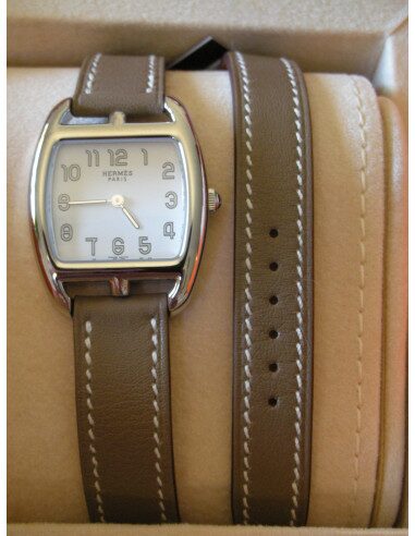 MONTRE HERMES CAPE COD TONNEAU PM BRACELET ETOUPE