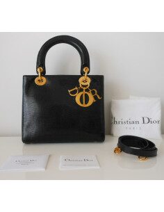 SAC LADY DIOR LEZARD NOIR  2