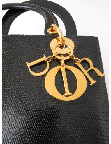 SAC LADY DIOR LEZARD NOIR 