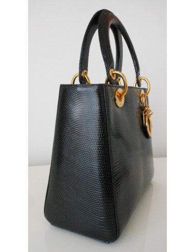 SAC LADY DIOR LEZARD NOIR 