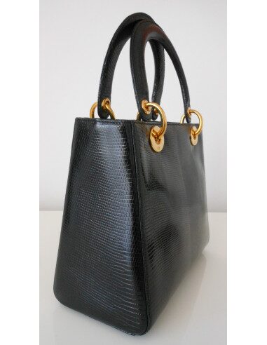 SAC LADY DIOR LEZARD NOIR 